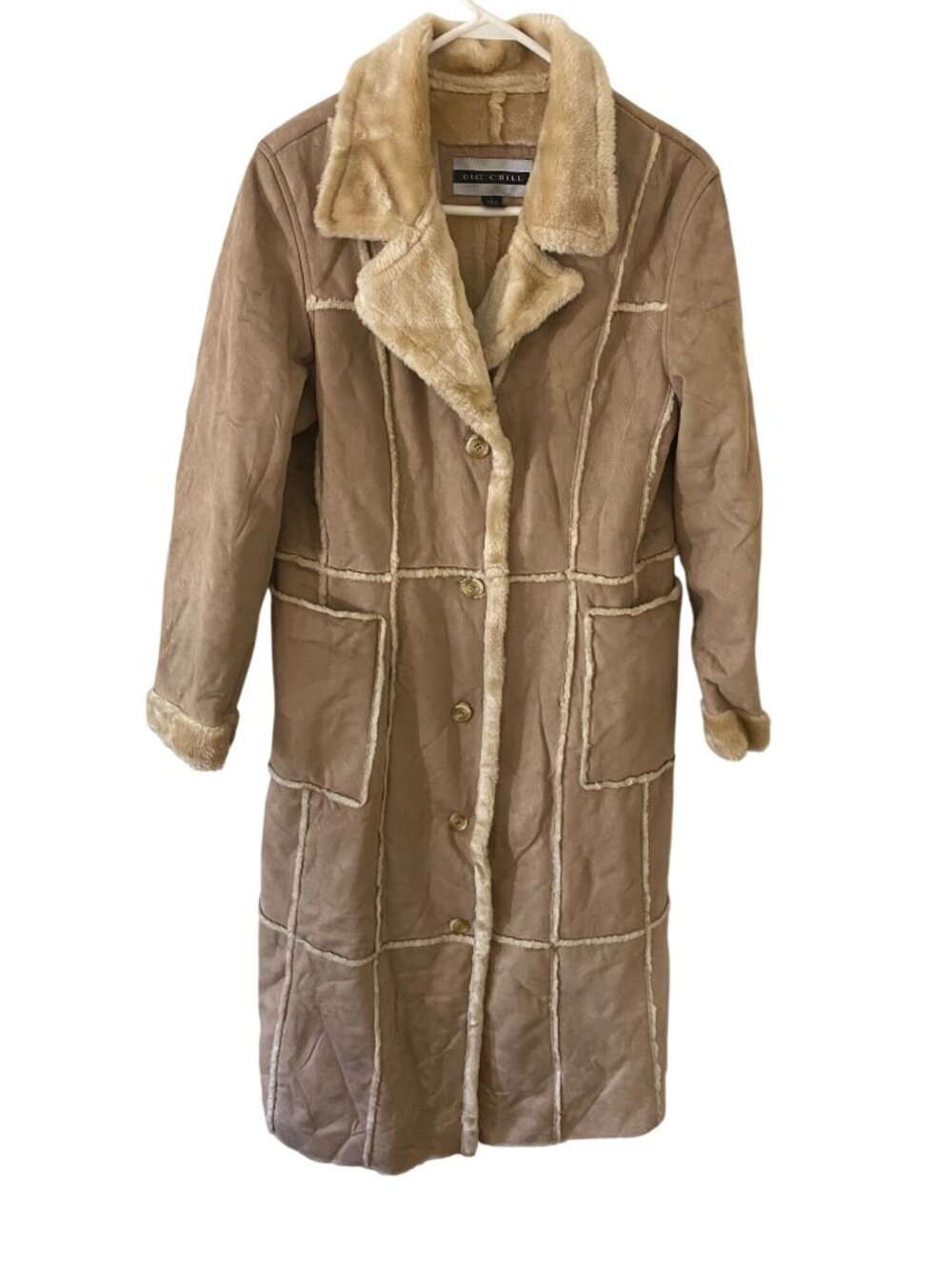 Big Chill Shearling Women's Leather Patchwork Penny Lane Full Length Coat - Larg